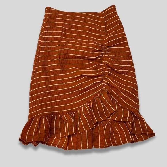SCOTCH & SODA Orange Pin Striped Puff Sleeve Blouse & Ruched Skirt Size S - Picture 8 of 14